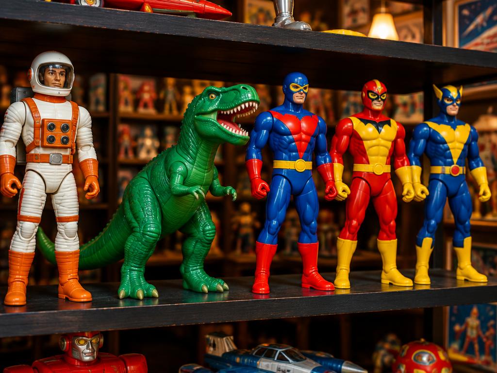Collectible astronaut, dinosaur and colorful action figures